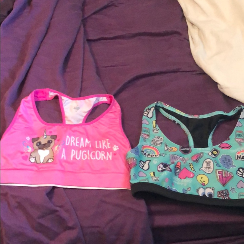 Justice sports bras girls size 34.